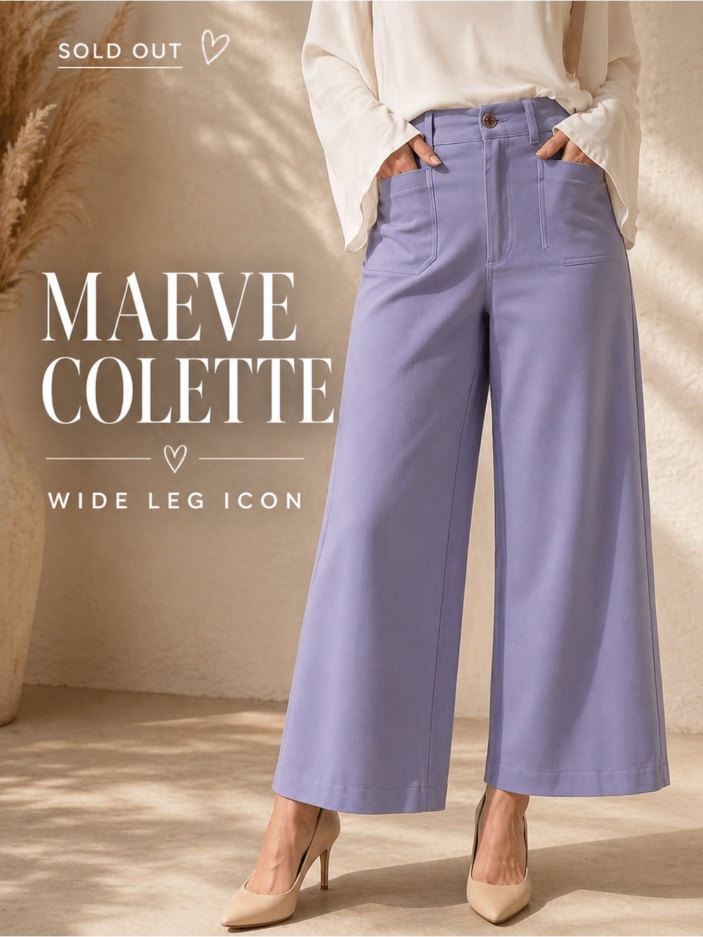 Anthropologie Maeve Colette  Wide Leg Crop Pants Lavender NWT Sold Out
